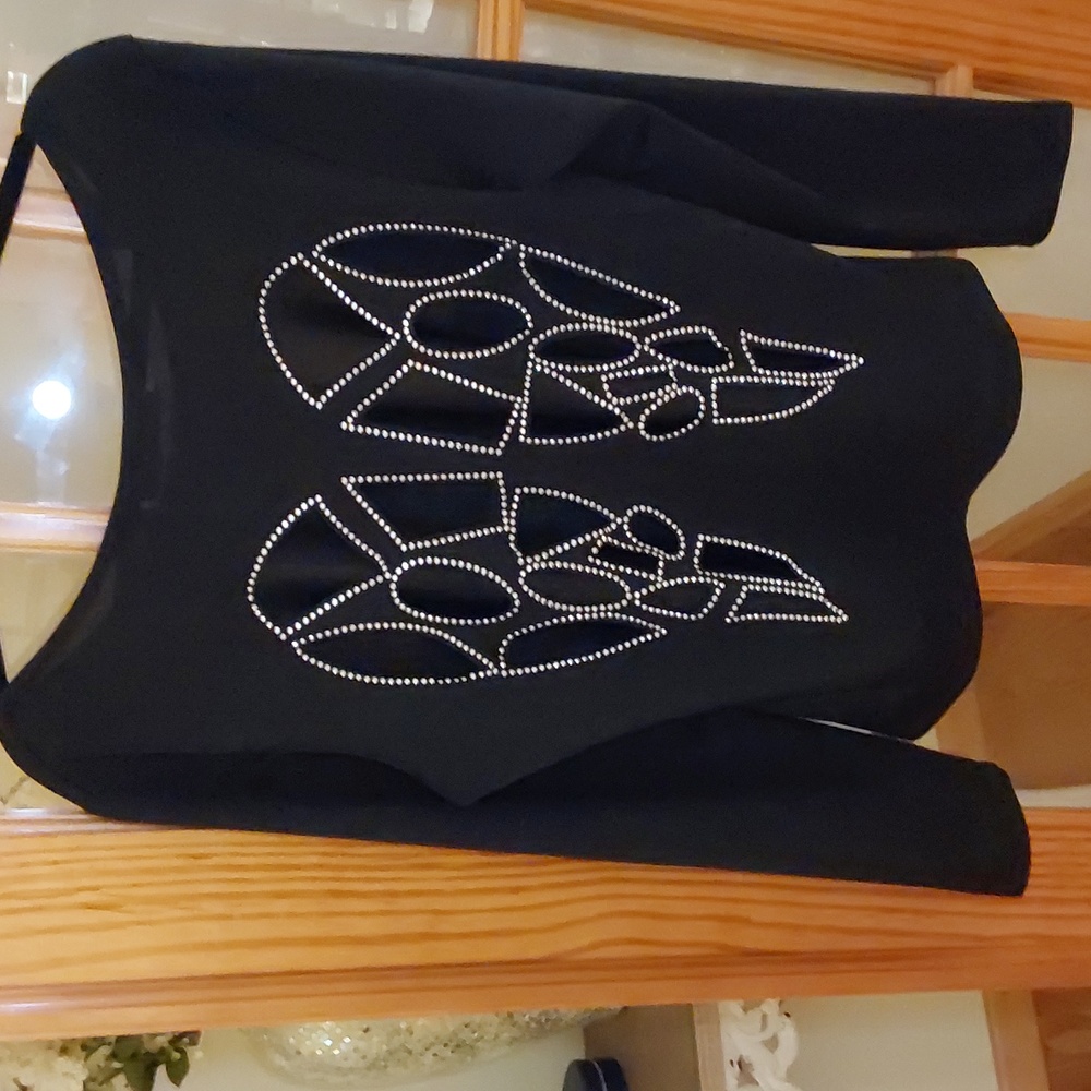 Sara Boo brand L black long sleeve top with cut-out wings on back